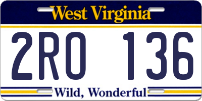 WV license plate 2RO136