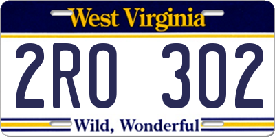 WV license plate 2RO302