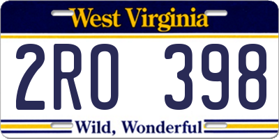 WV license plate 2RO398