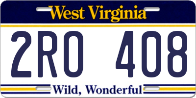 WV license plate 2RO408