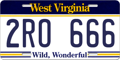 WV license plate 2RO666