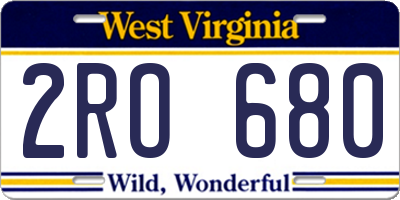 WV license plate 2RO680