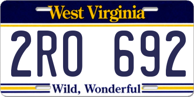 WV license plate 2RO692