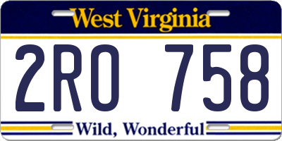 WV license plate 2RO758