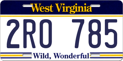 WV license plate 2RO785