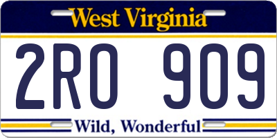 WV license plate 2RO909