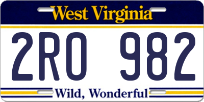 WV license plate 2RO982