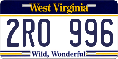 WV license plate 2RO996