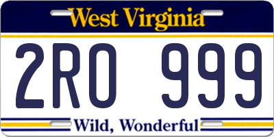WV license plate 2RO999