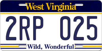 WV license plate 2RP025