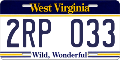 WV license plate 2RP033