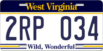 WV license plate 2RP034