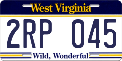 WV license plate 2RP045