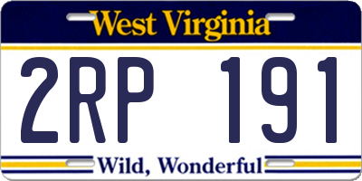 WV license plate 2RP191