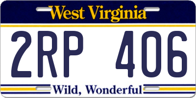 WV license plate 2RP406