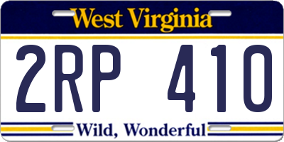 WV license plate 2RP410