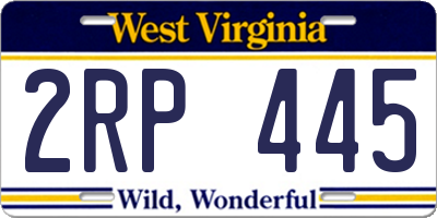 WV license plate 2RP445
