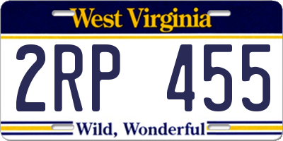 WV license plate 2RP455