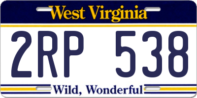 WV license plate 2RP538