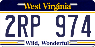 WV license plate 2RP974