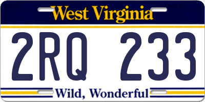 WV license plate 2RQ233