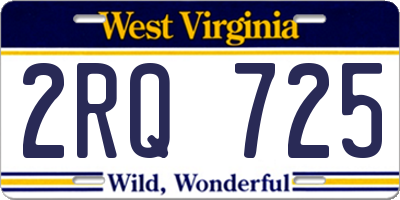 WV license plate 2RQ725