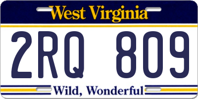 WV license plate 2RQ809
