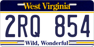 WV license plate 2RQ854