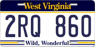 WV license plate 2RQ860