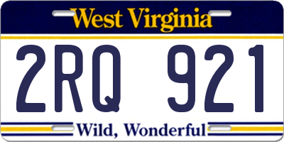 WV license plate 2RQ921