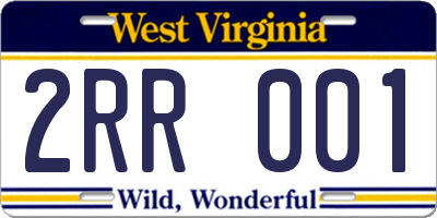 WV license plate 2RR001
