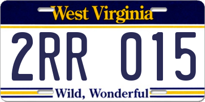 WV license plate 2RR015