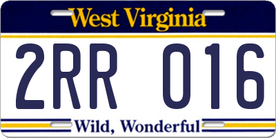 WV license plate 2RR016