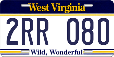 WV license plate 2RR080