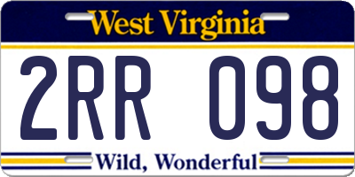 WV license plate 2RR098