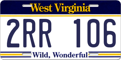 WV license plate 2RR106