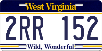 WV license plate 2RR152