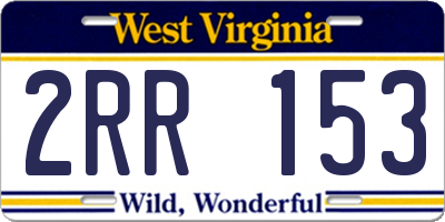 WV license plate 2RR153