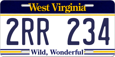 WV license plate 2RR234