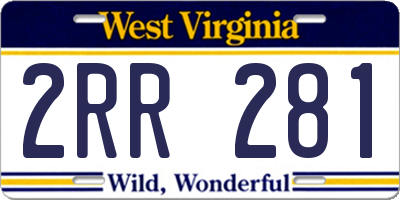 WV license plate 2RR281