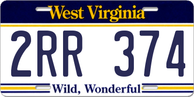 WV license plate 2RR374