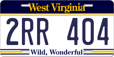 WV license plate 2RR404