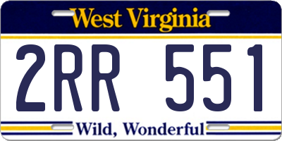 WV license plate 2RR551