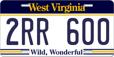 WV license plate 2RR600