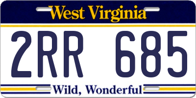 WV license plate 2RR685