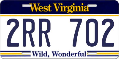 WV license plate 2RR702