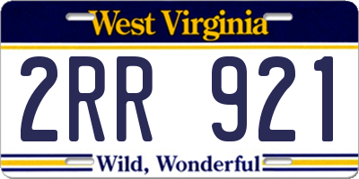 WV license plate 2RR921