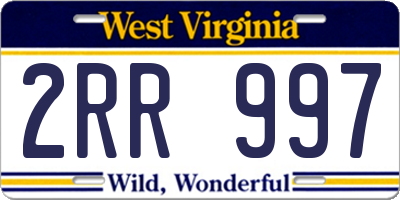 WV license plate 2RR997
