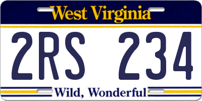 WV license plate 2RS234
