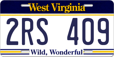 WV license plate 2RS409